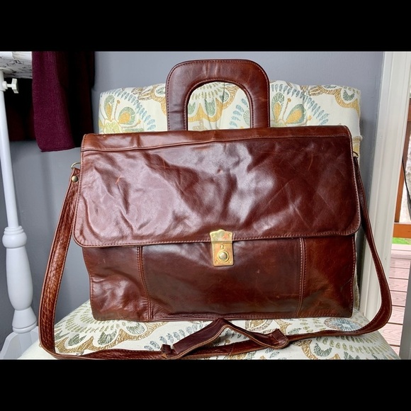 Vintage SOFT Leather Brown PORTFOLIO BRIEFCASE - Picture 1 of 6